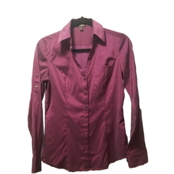 EXPRESS Elite Stretch Purple Blouse size P/S - Picture 1 of 4